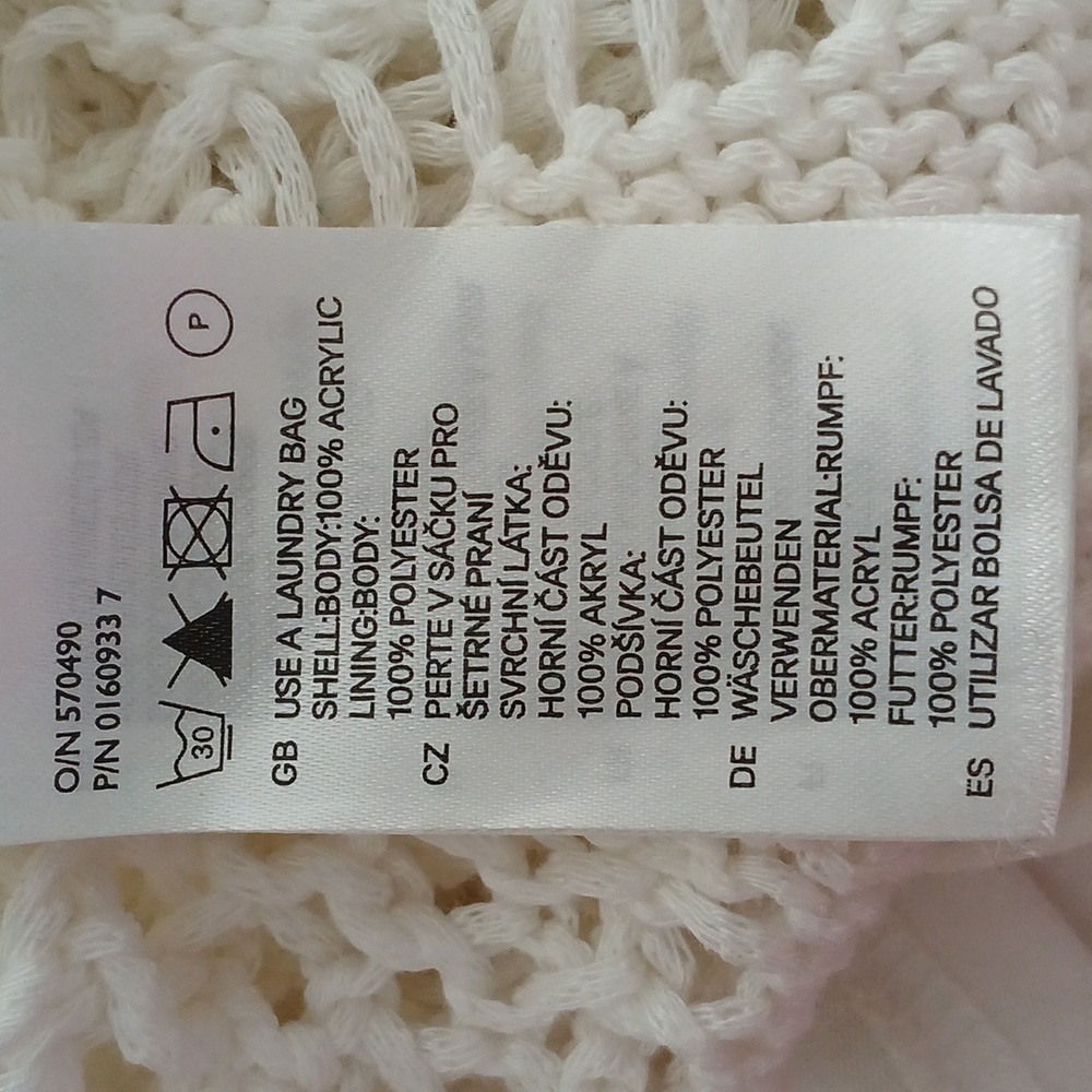 New-Crochet Poly Knit Boho Stretch-Slip Lined Cream/Off White Dress Oversized - Picture 4 of 11